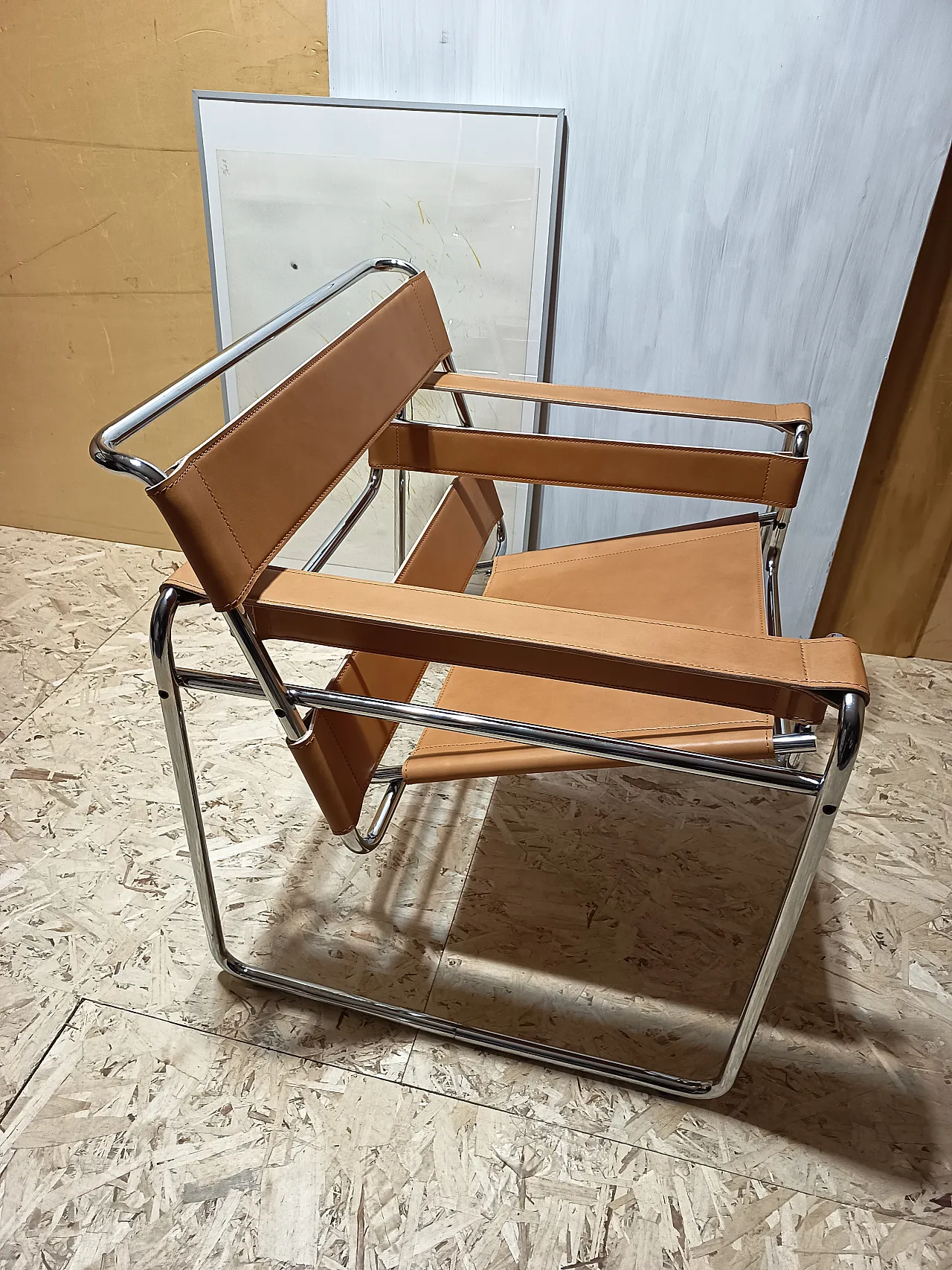 Wassilly armchair B3  by Knoll Studio in Cognac Natural Leather, 2000s 76