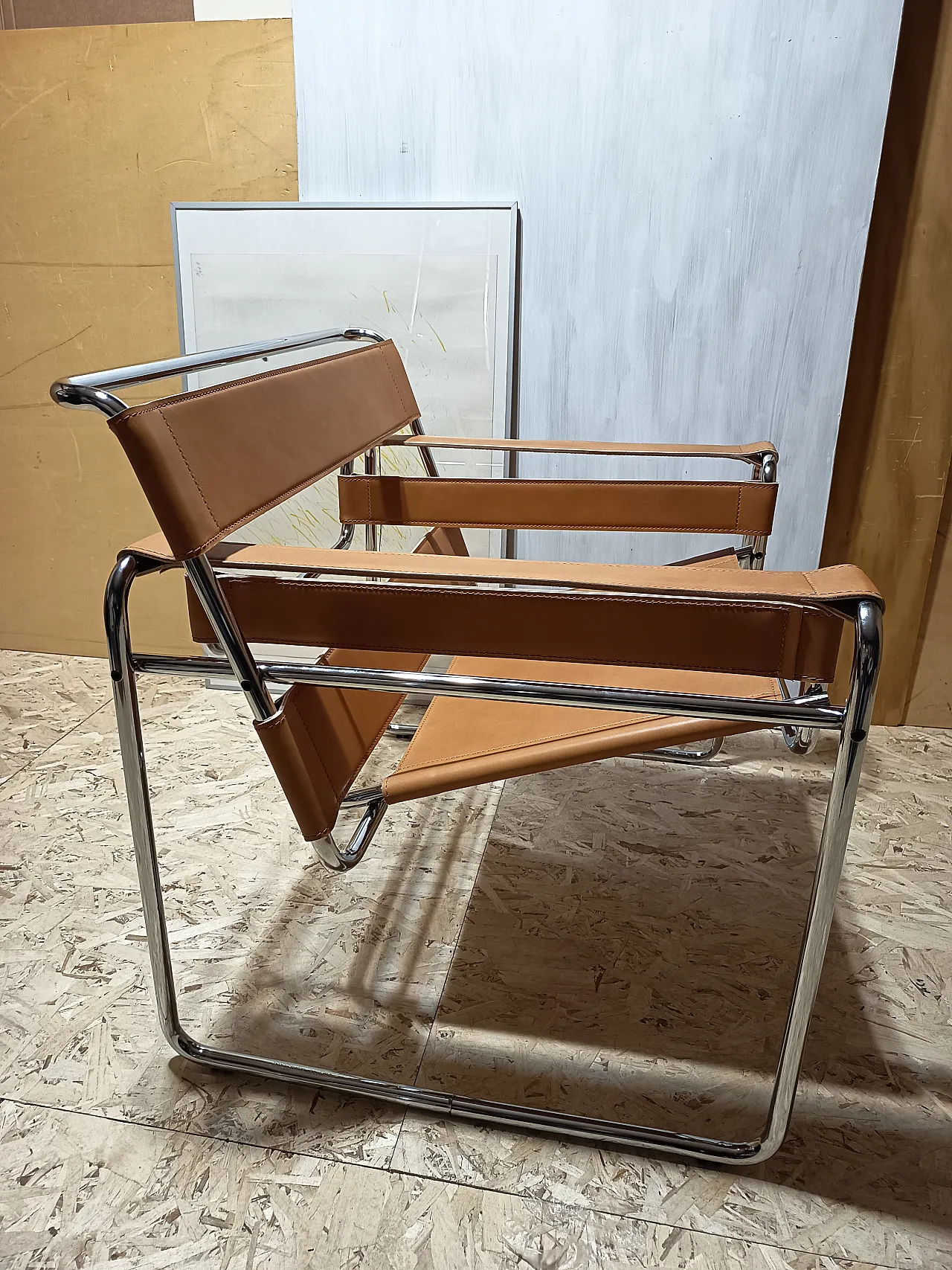 Wassilly armchair B3  by Knoll Studio in Cognac Natural Leather, 2000s 77