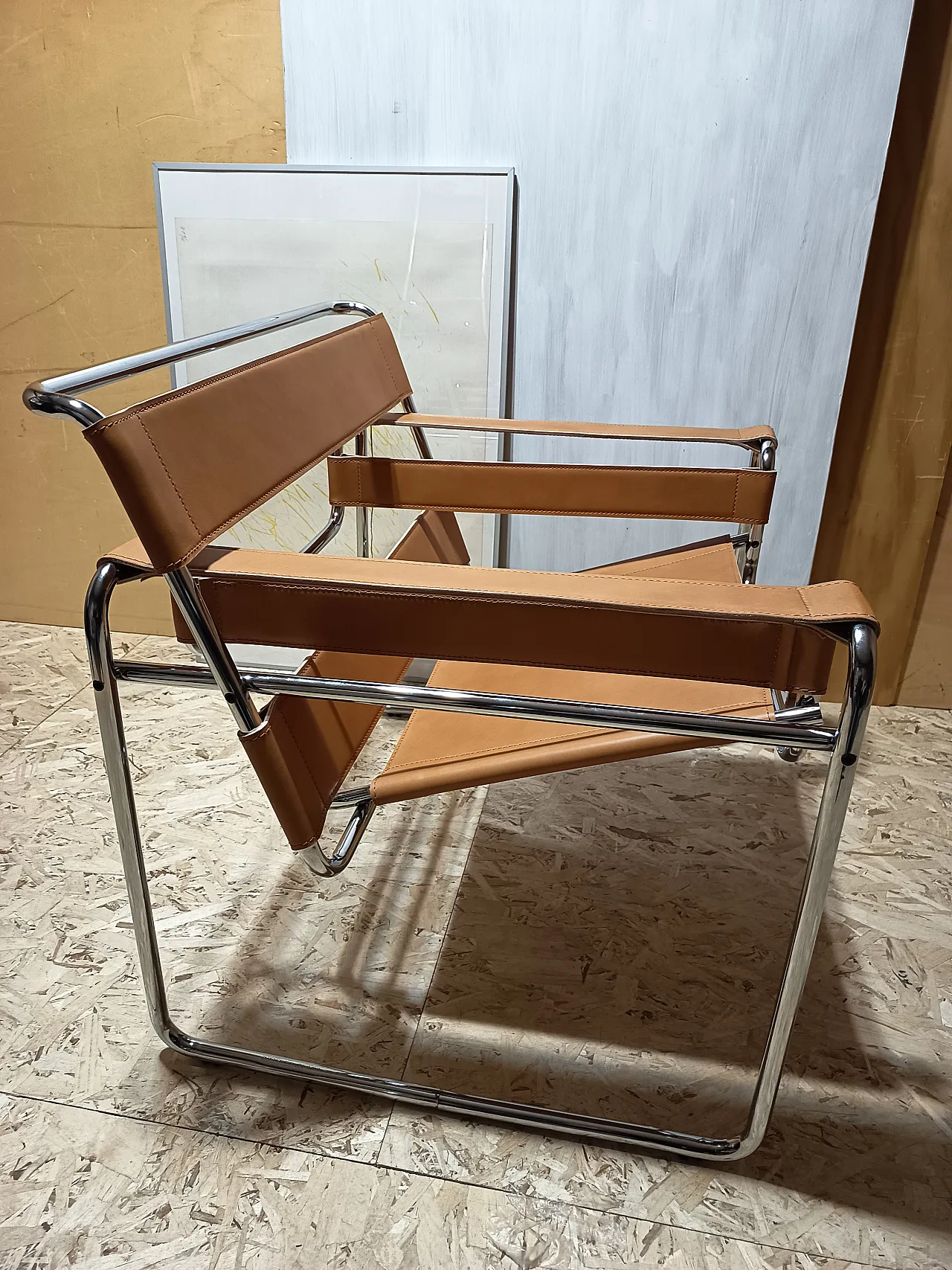 Wassilly armchair B3  by Knoll Studio in Cognac Natural Leather, 2000s 78