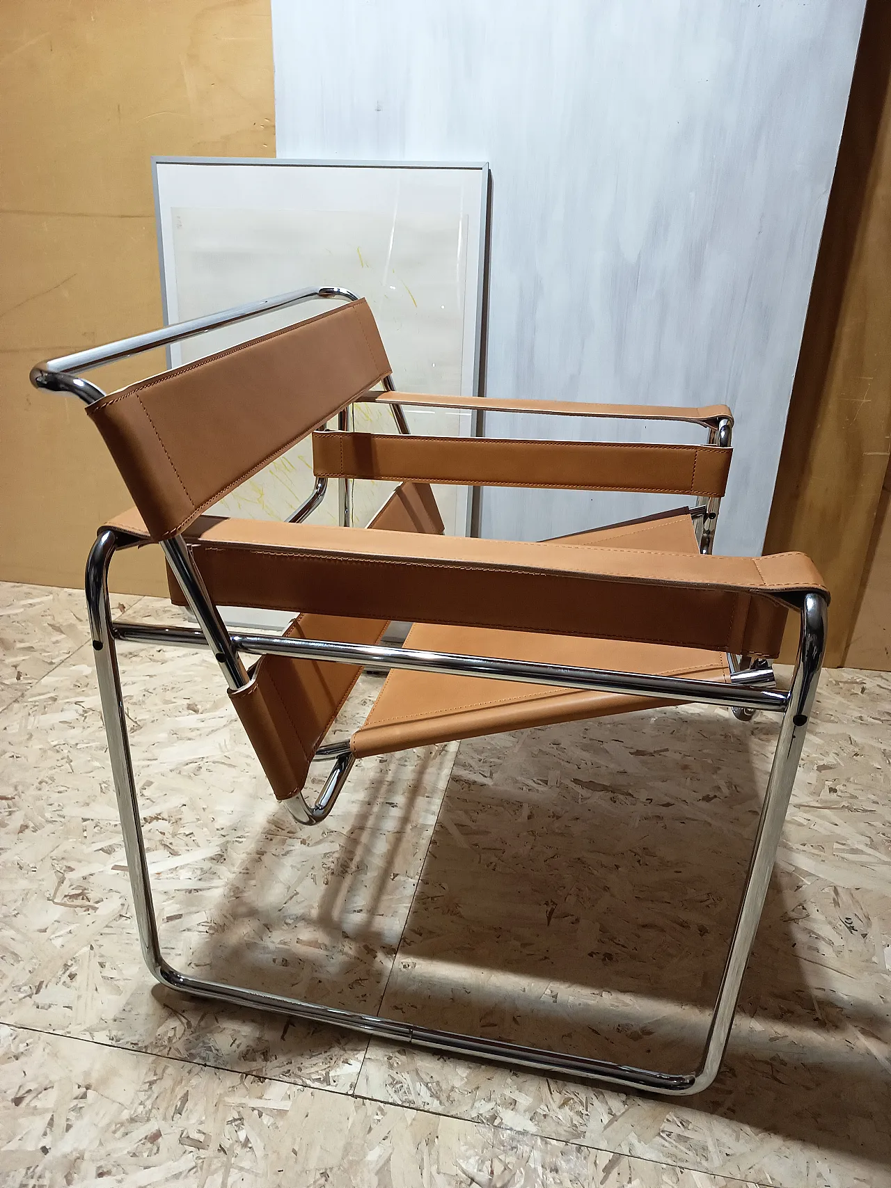 Wassilly armchair B3  by Knoll Studio in Cognac Natural Leather, 2000s 79