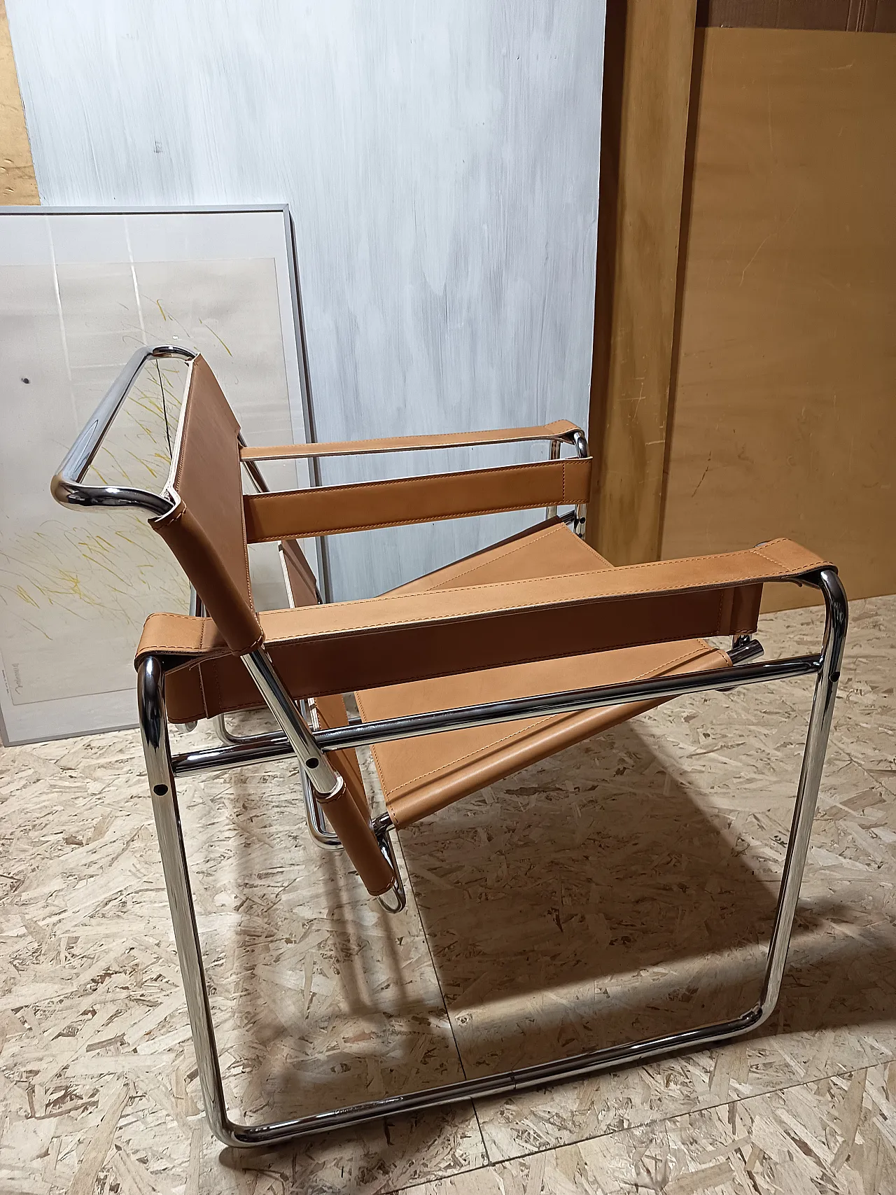 Wassilly armchair B3  by Knoll Studio in Cognac Natural Leather, 2000s 80