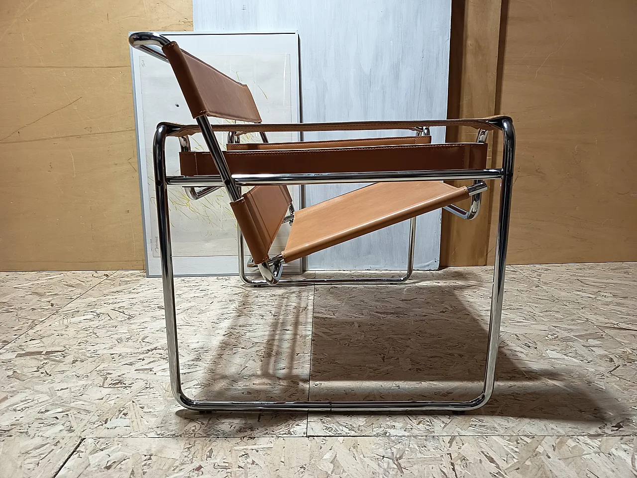 Wassilly armchair B3  by Knoll Studio in Cognac Natural Leather, 2000s 81