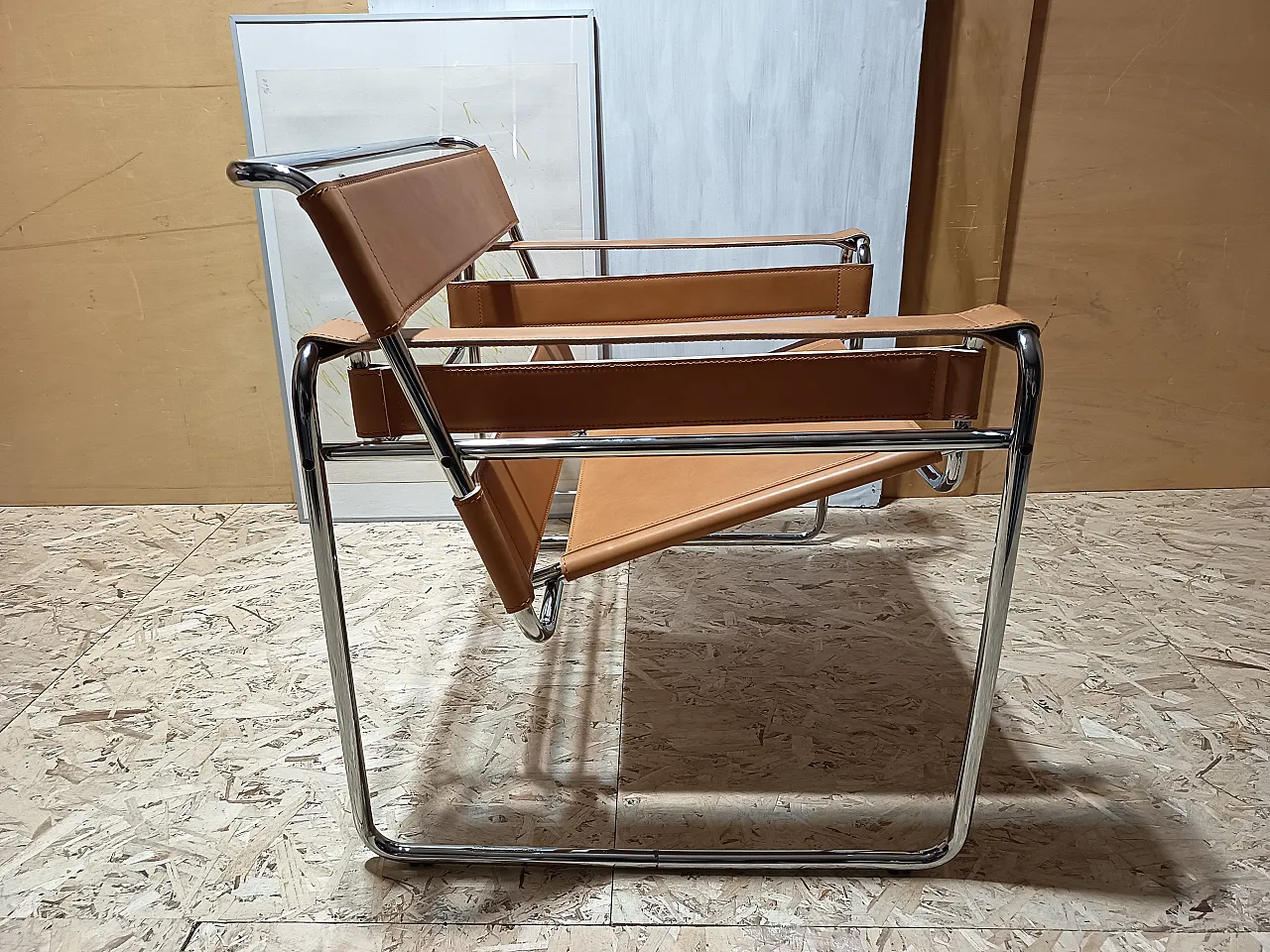 Wassilly armchair B3  by Knoll Studio in Cognac Natural Leather, 2000s 82