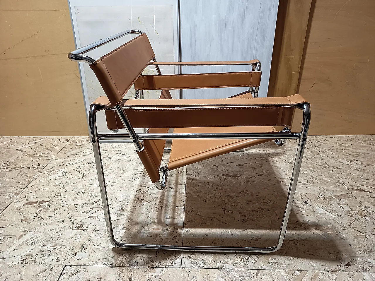 Wassilly armchair B3  by Knoll Studio in Cognac Natural Leather, 2000s 83