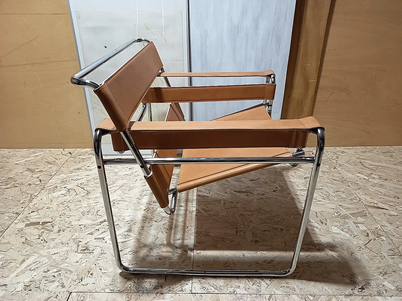 Wassilly armchair B3  by Knoll Studio in Cognac Natural Leather, 2000s 84