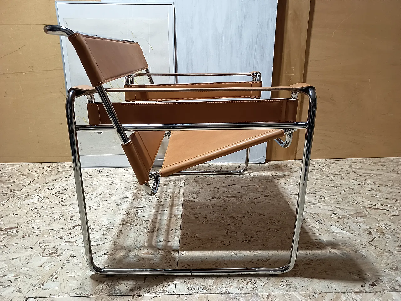 Wassilly armchair B3  by Knoll Studio in Cognac Natural Leather, 2000s 86