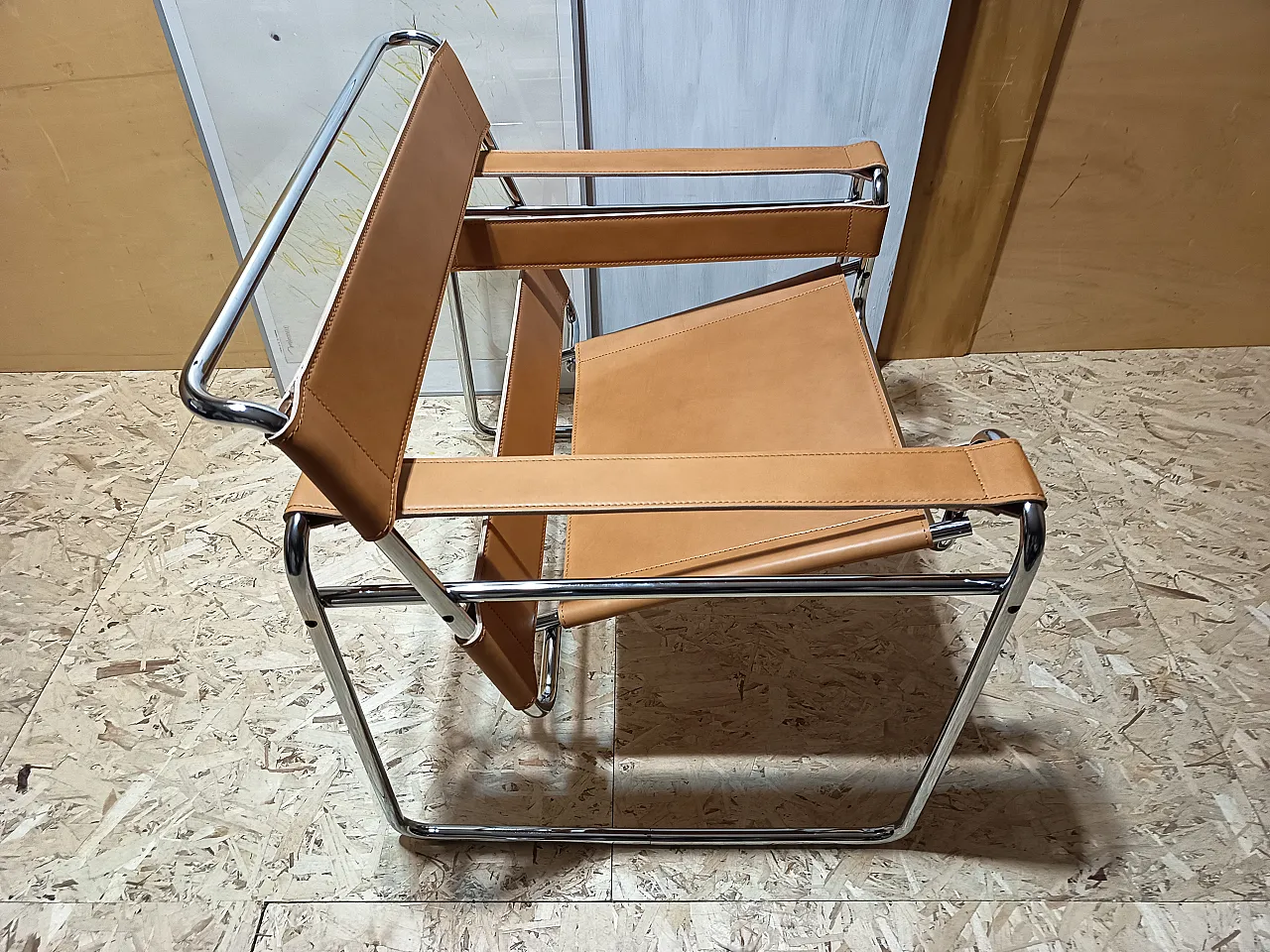 Wassilly armchair B3  by Knoll Studio in Cognac Natural Leather, 2000s 87