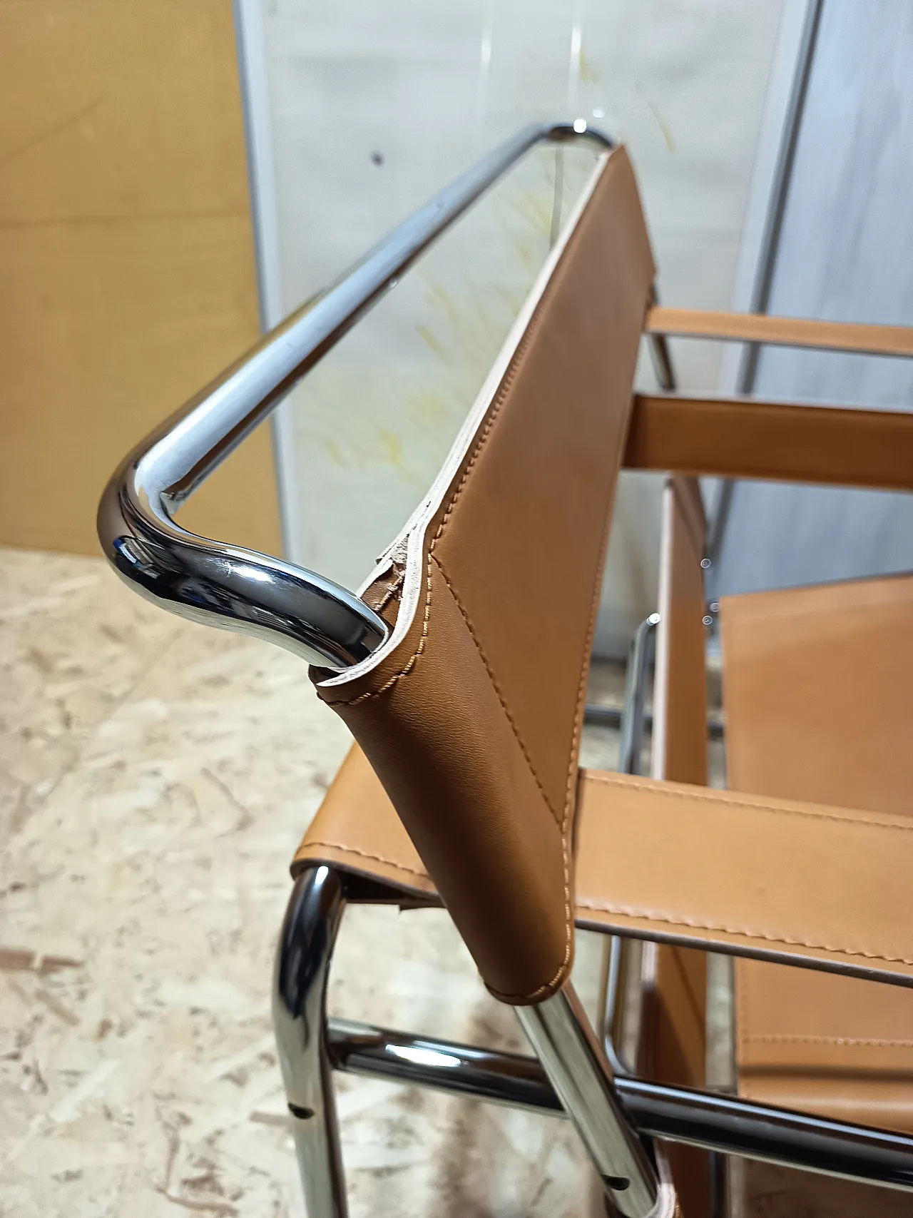 Wassilly armchair B3  by Knoll Studio in Cognac Natural Leather, 2000s 88