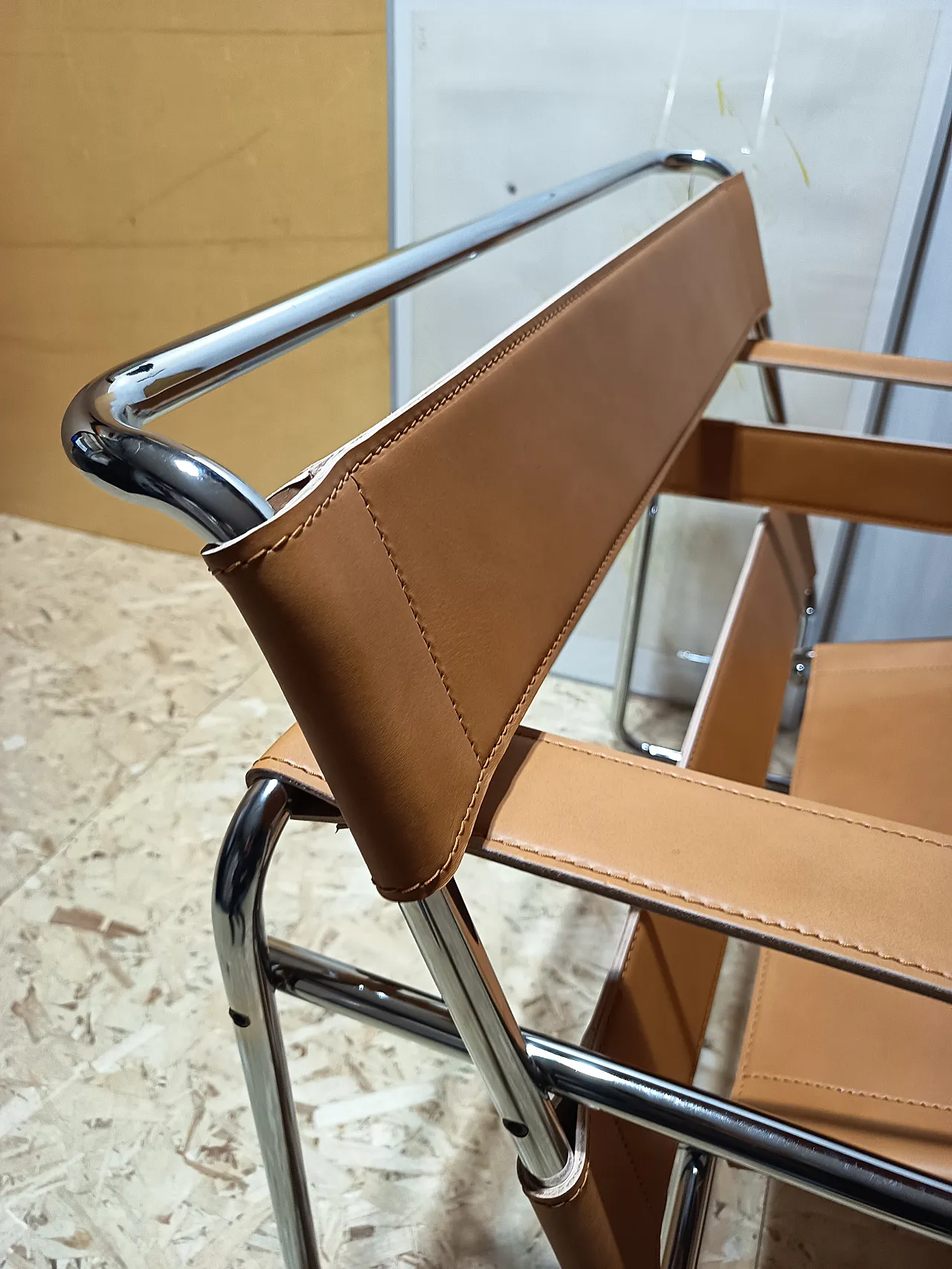 Wassilly armchair B3  by Knoll Studio in Cognac Natural Leather, 2000s 89