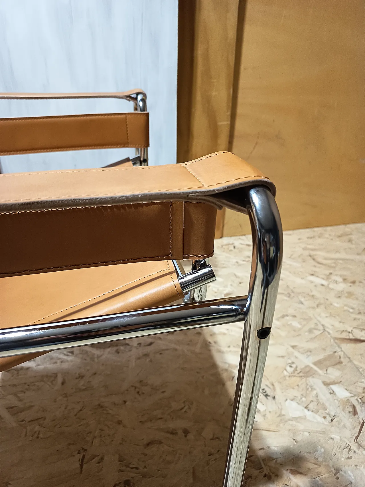 Wassilly armchair B3  by Knoll Studio in Cognac Natural Leather, 2000s 93