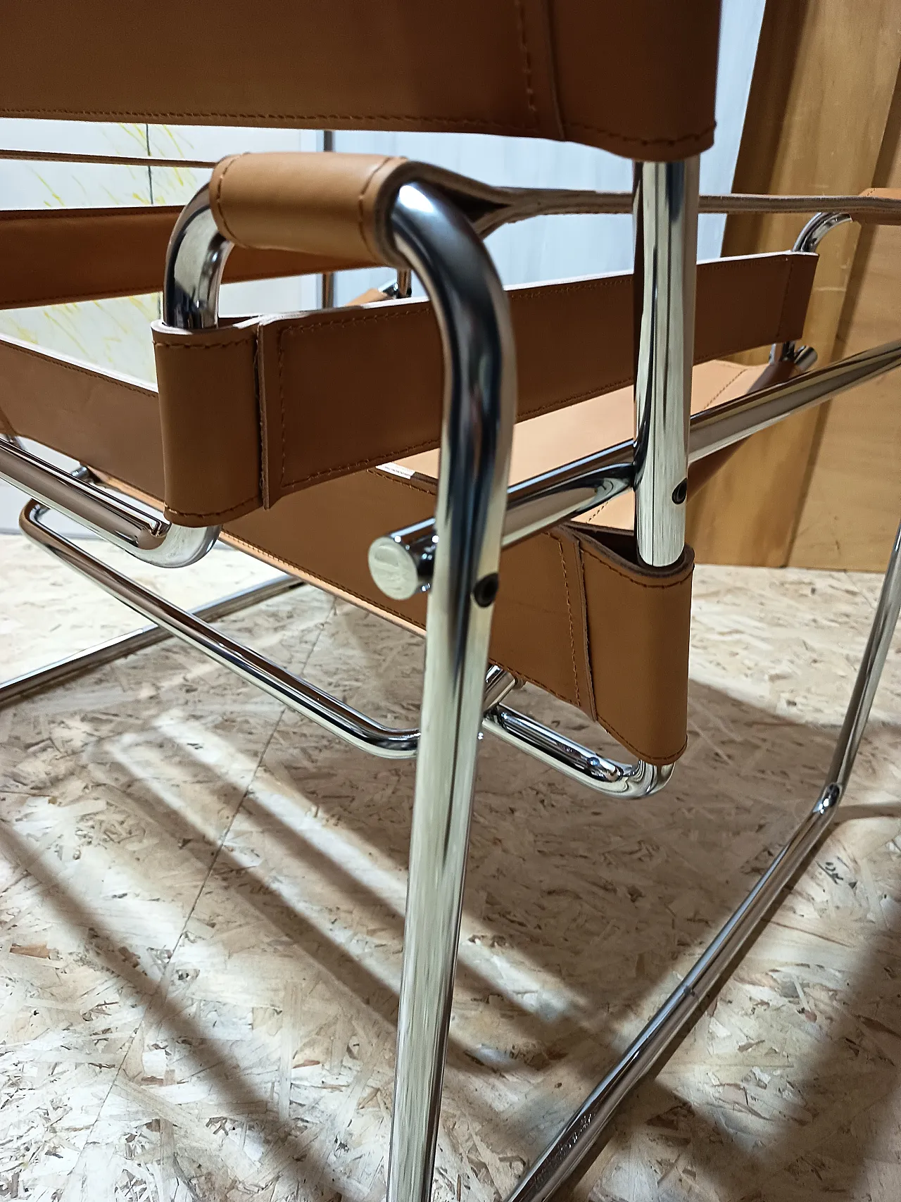 Wassilly armchair B3  by Knoll Studio in Cognac Natural Leather, 2000s 100