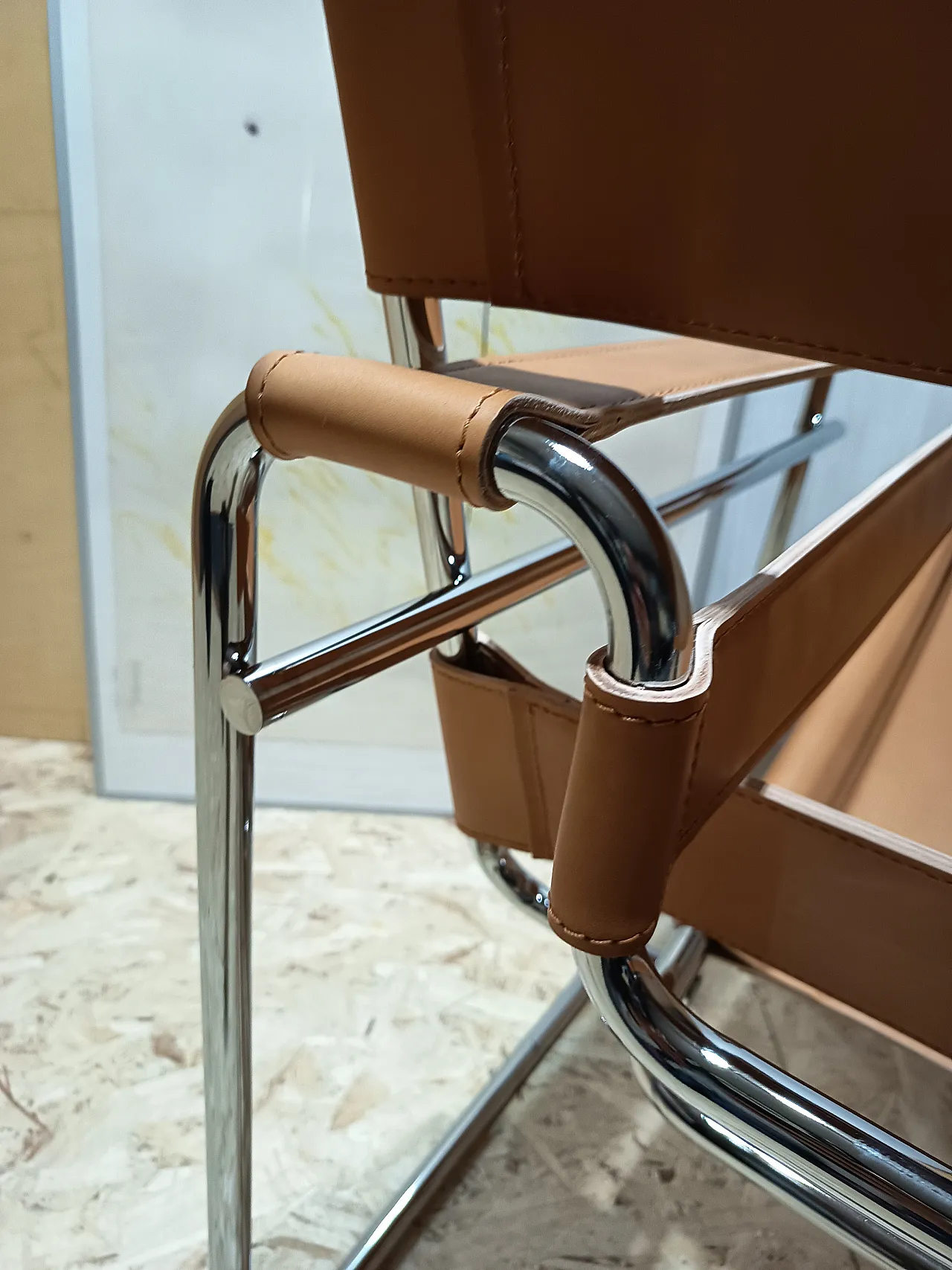 Wassilly armchair B3  by Knoll Studio in Cognac Natural Leather, 2000s 101