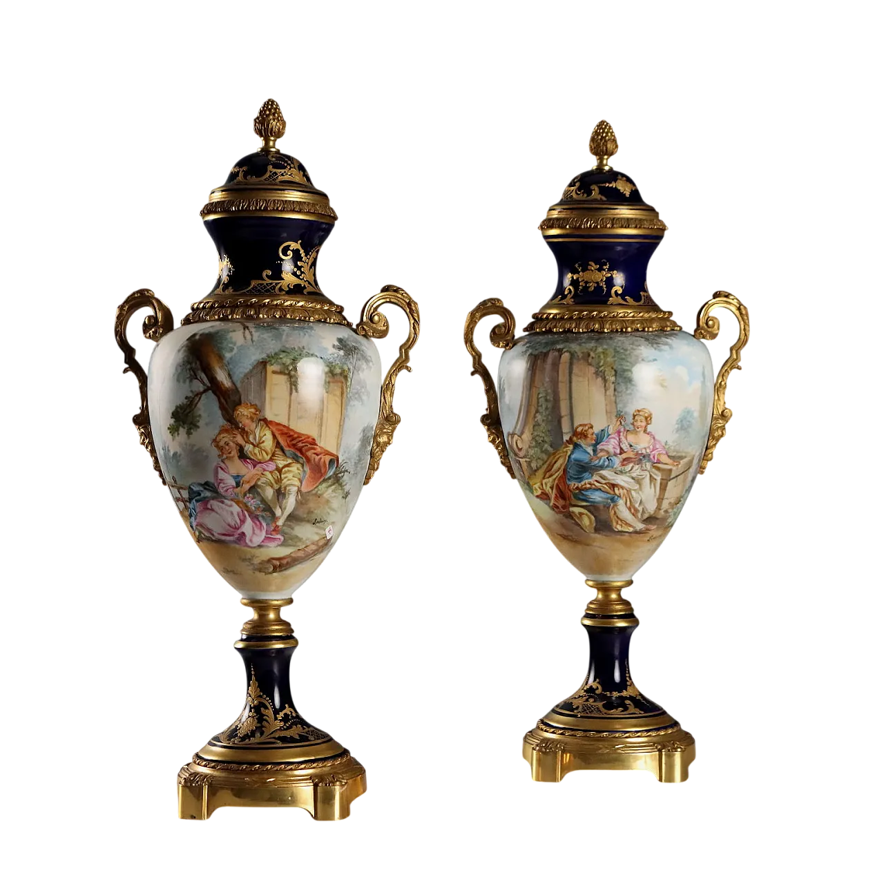 Coppia di vasi in porcellana di Sèvres, '900 11