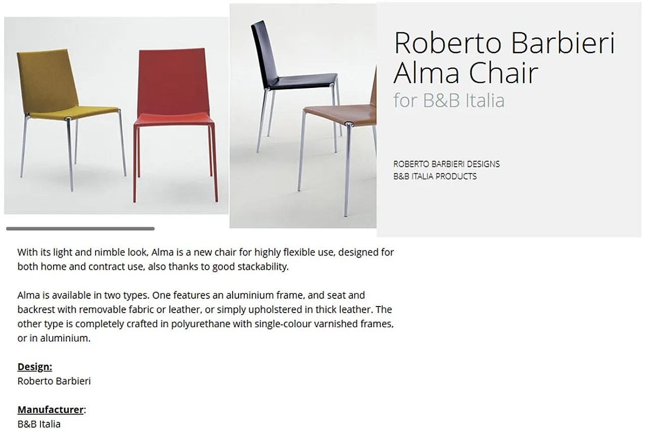 4 Sedie di Roberto Barbieri per B&B Italia, anni 2000 16