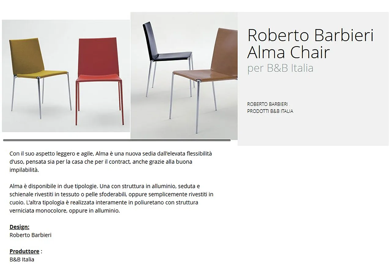 4 Sedie di Roberto Barbieri per B&B Italia, anni 2000 17