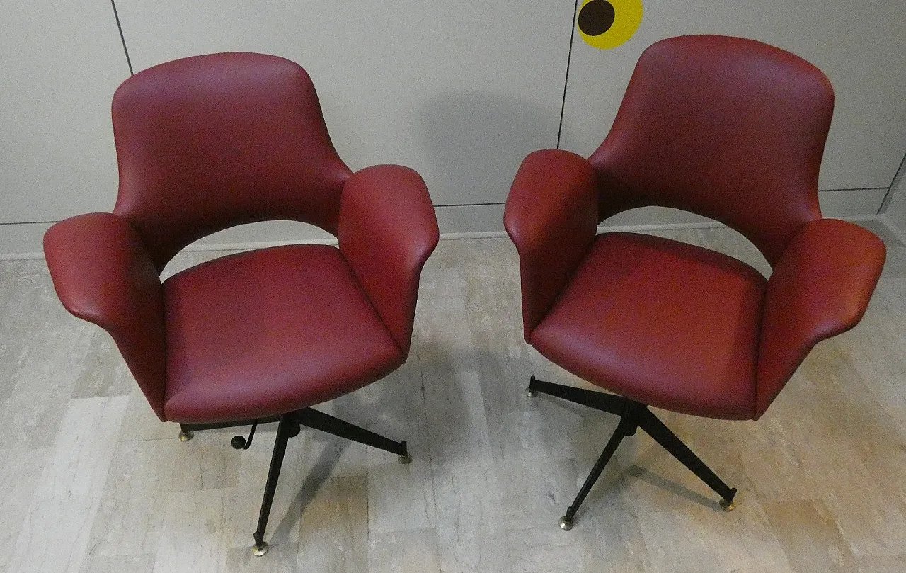 Pair of Vinyl Swivel Chairs, 1960s 3