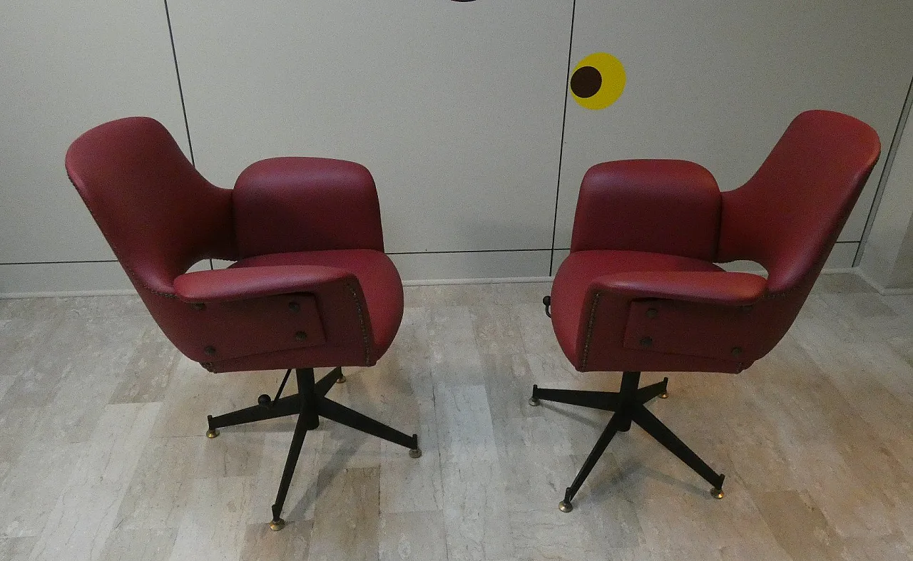 Pair of Vinyl Swivel Chairs, 1960s 4