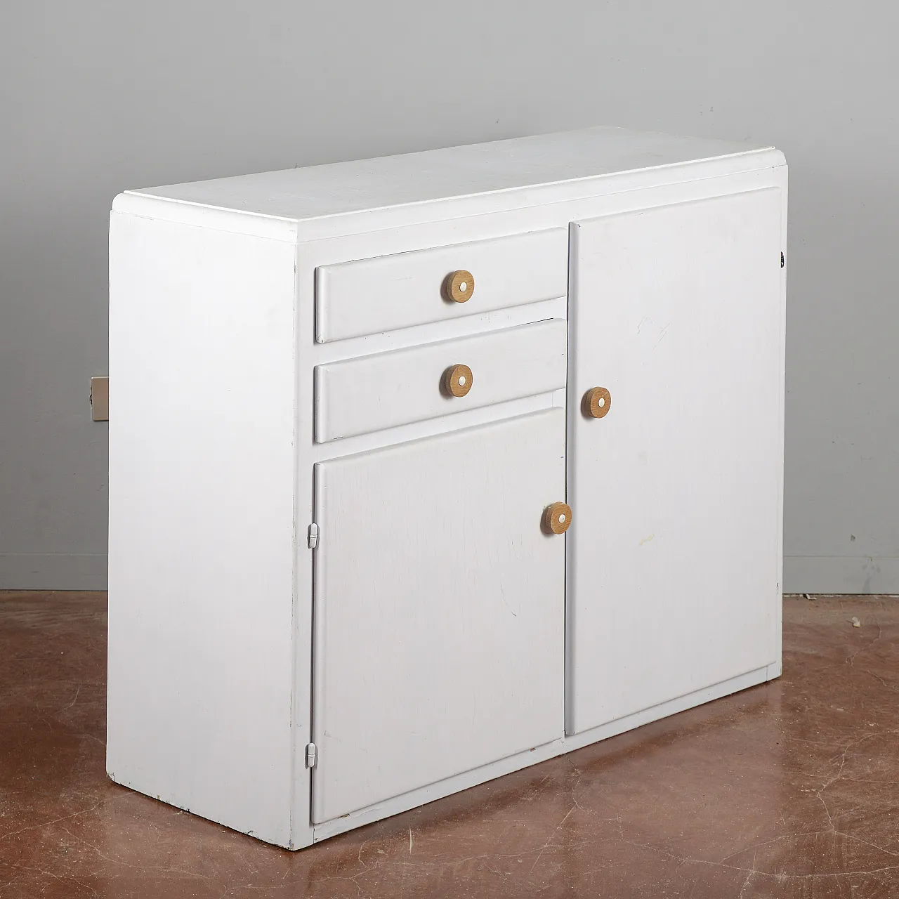 Credenza da cucina in legno verniciato e metallo, '900 2