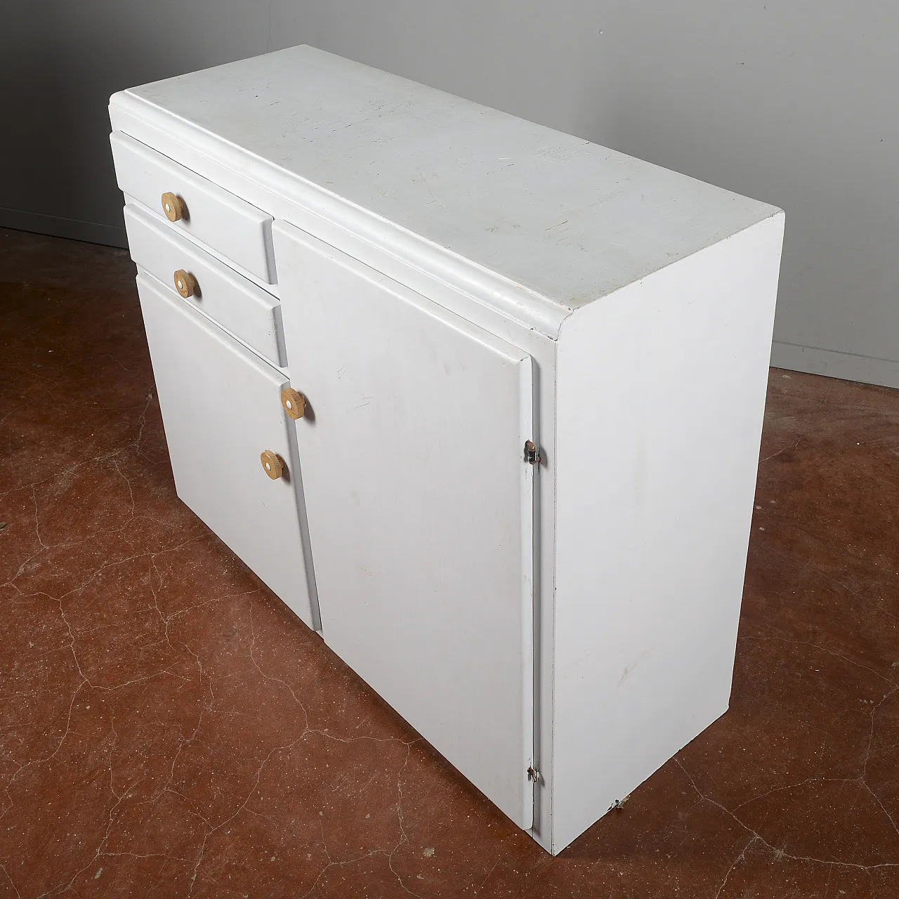 Credenza da cucina in legno verniciato e metallo, '900 7