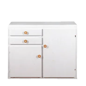 Credenza da cucina in legno verniciato e metallo, '900