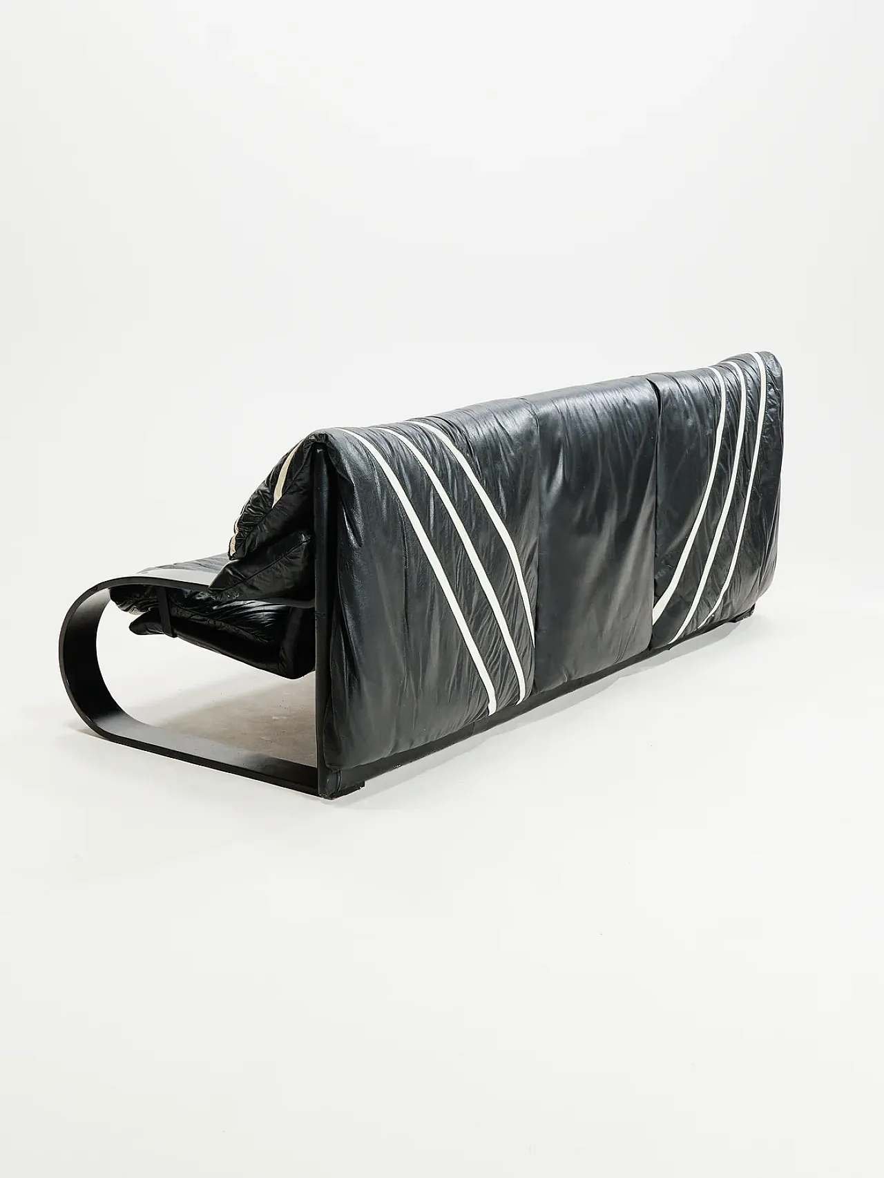 Divano a tre posti in pelle di Coralba, anni '80 7