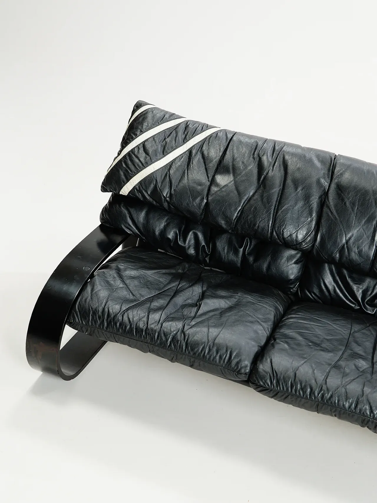 Divano a tre posti in pelle di Coralba, anni '80 9