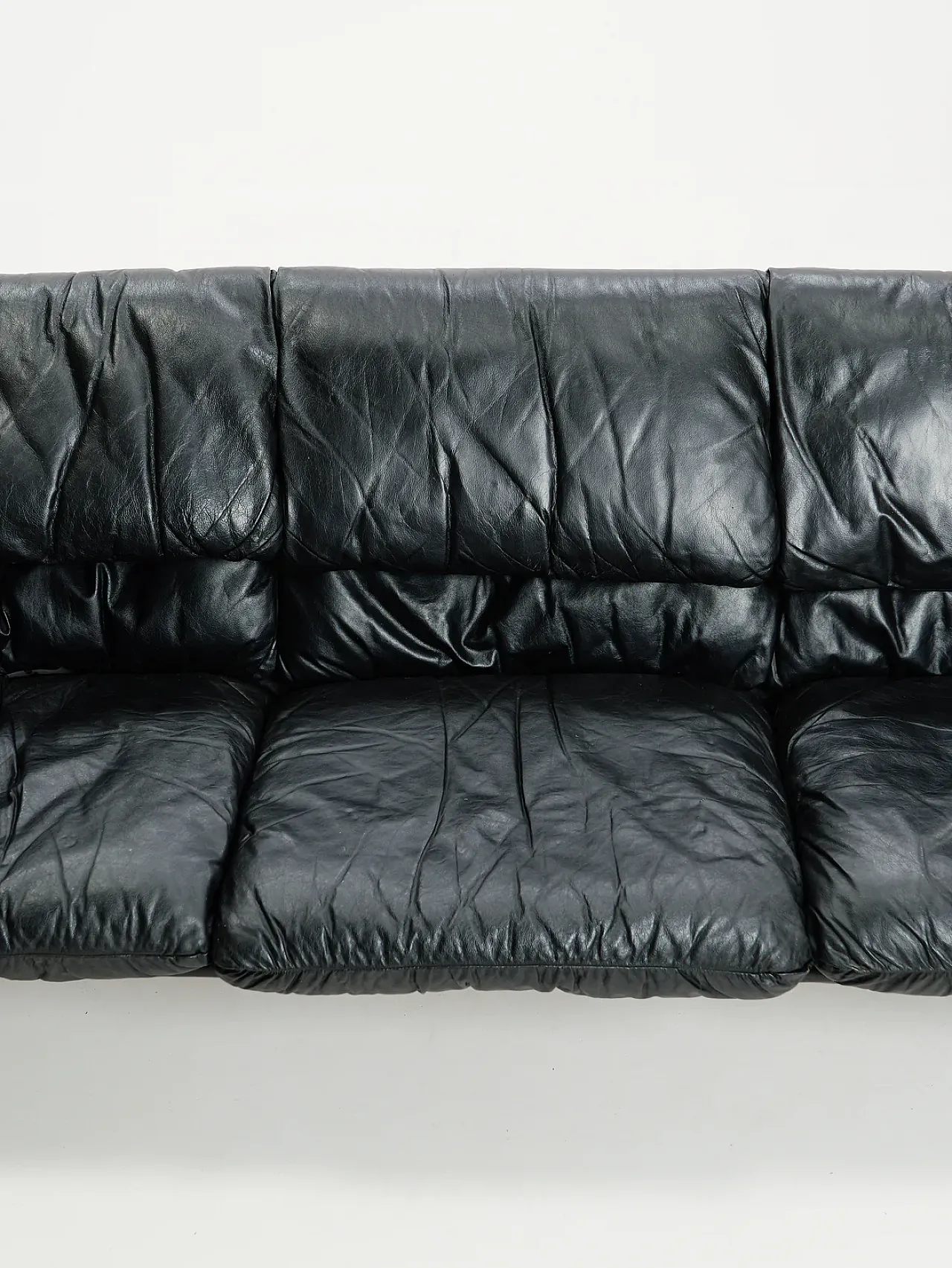 Divano a tre posti in pelle di Coralba, anni '80 12