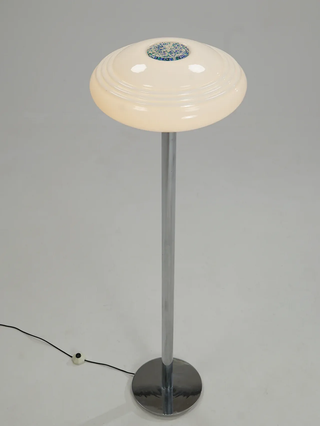 Lampada da terra in acciaio cromato e vetro, anni '70 6