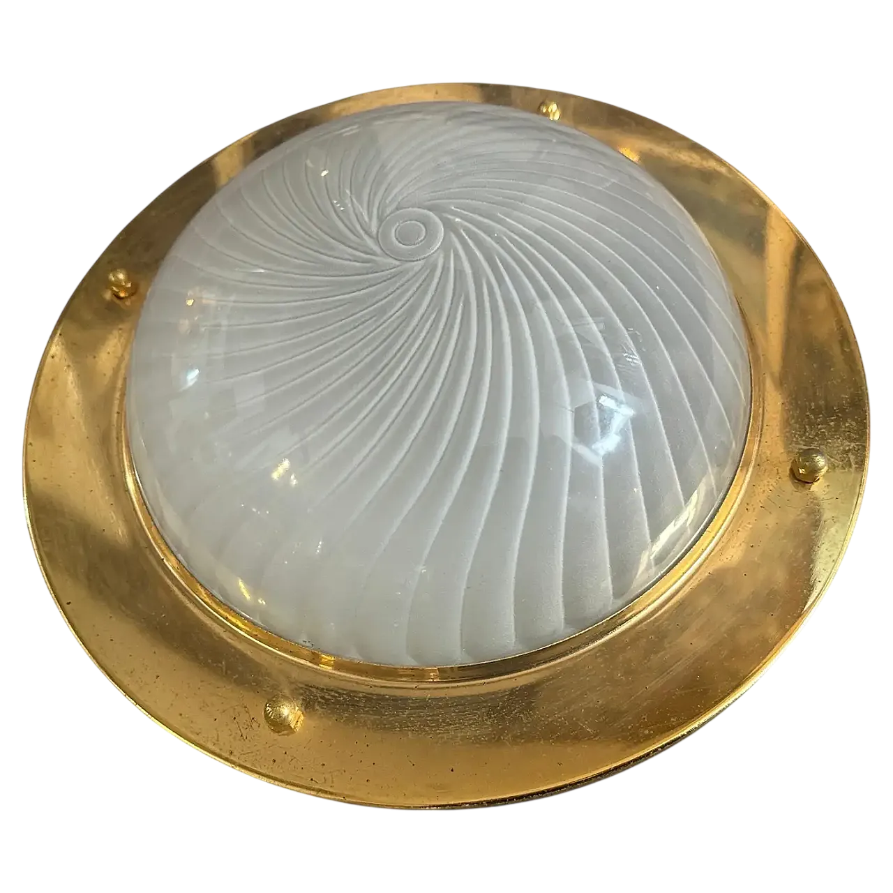 Gilded metal and murano glass ceiling or wall light, 1970s 12
