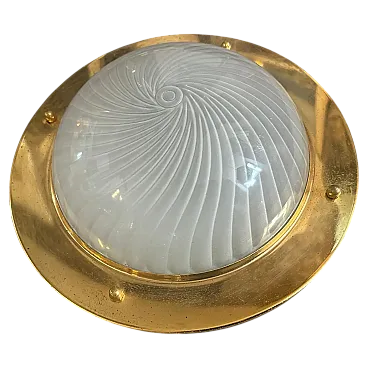 Gilded metal and murano glass ceiling or wall light, 1970s