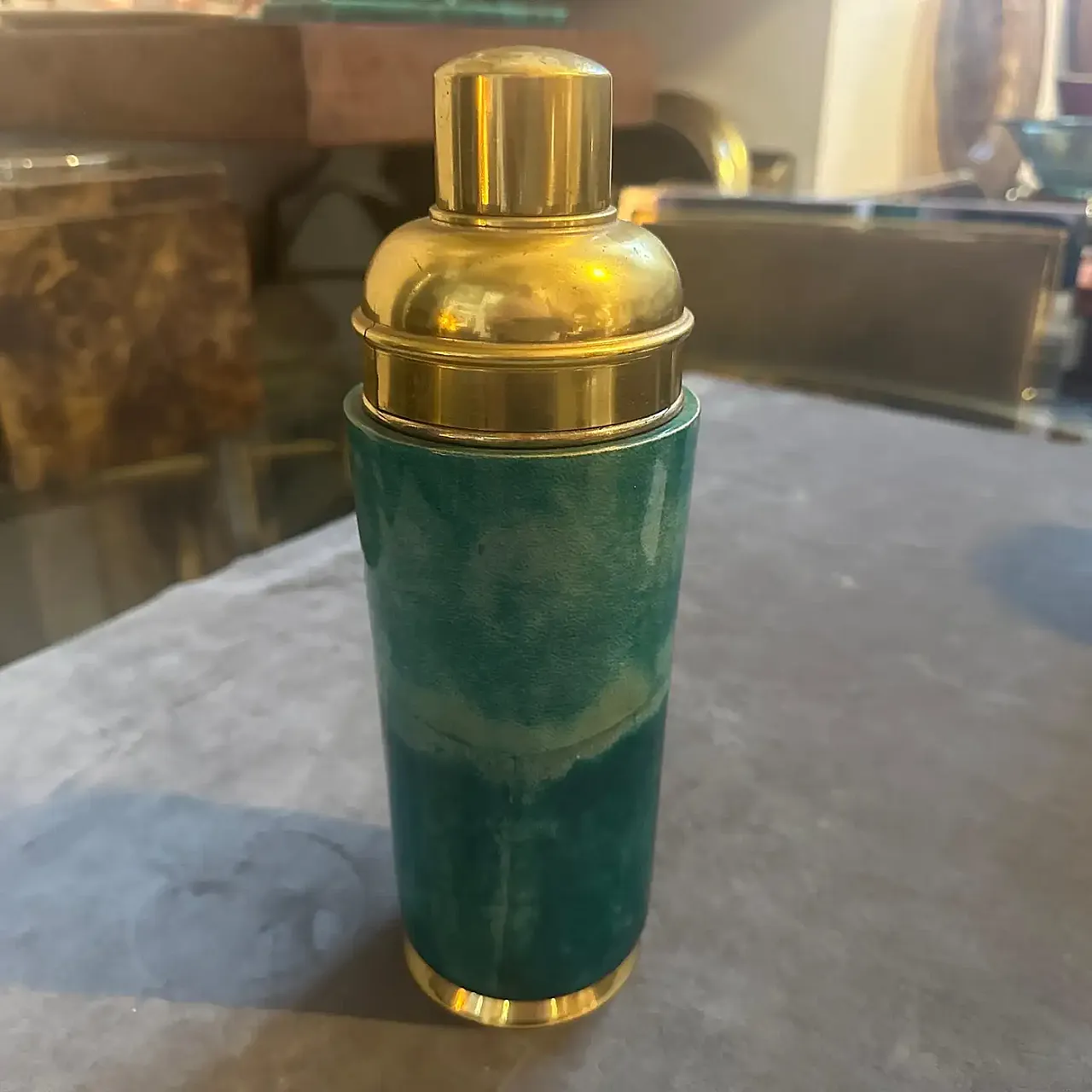 Goatskin and brass cocktail Shaker by Aldo Tura, 1950s 6