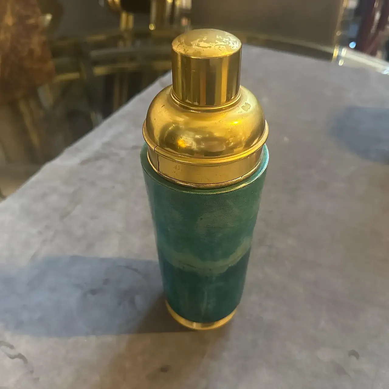 Goatskin and brass cocktail Shaker by Aldo Tura, 1950s 8