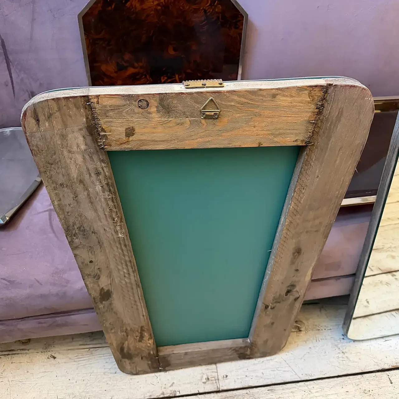 Coppia di specchi da parete in legno e ottone di Gio Ponti, anni '50 5