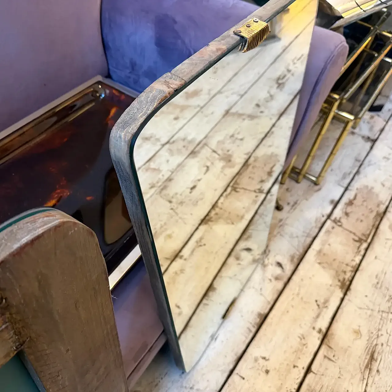 Coppia di specchi da parete in legno e ottone di Gio Ponti, anni '50 6