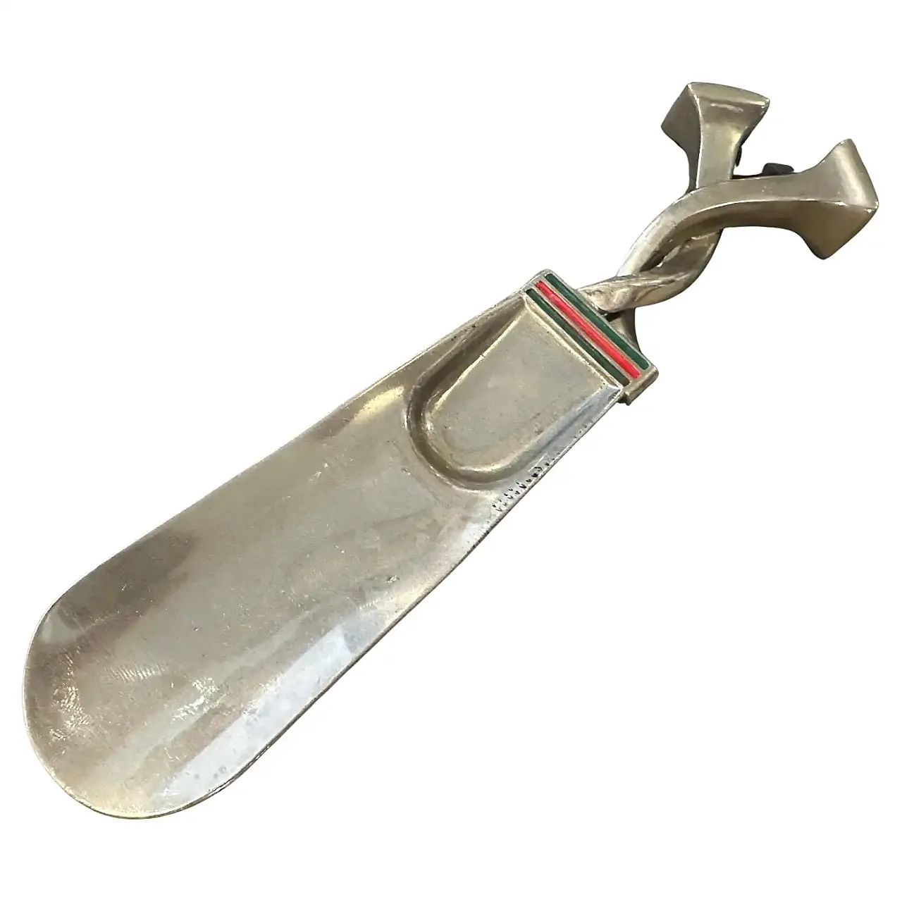 Silver plated enameled metal nail shoehorn by Gucci, 1980s 2