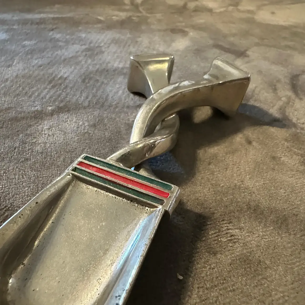 Silver plated enameled metal nail shoehorn by Gucci, 1980s 9