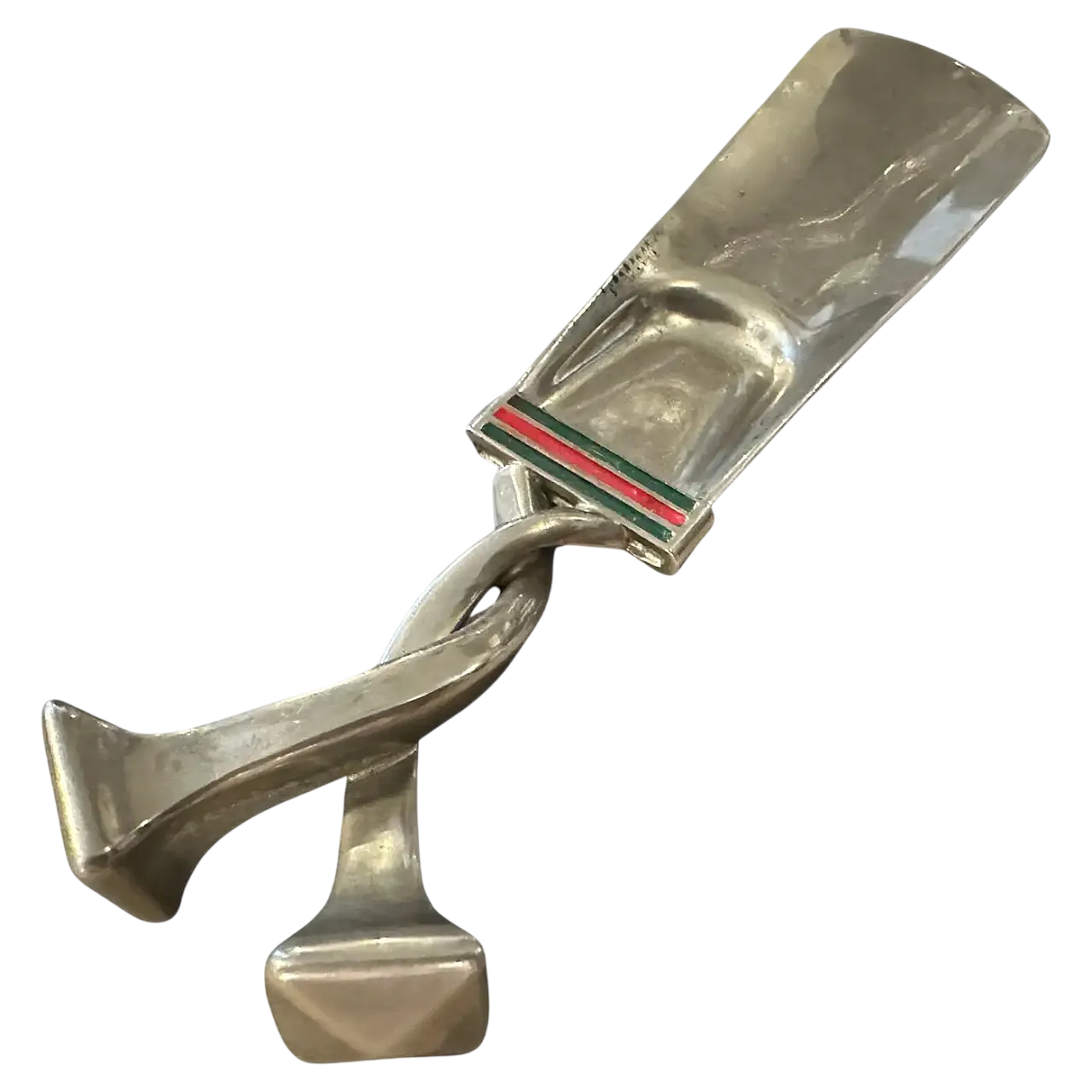 Silver plated enameled metal nail shoehorn by Gucci, 1980s 10
