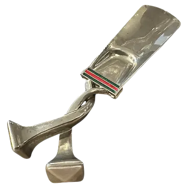 Silver plated enameled metal nail shoehorn by Gucci, 1980s