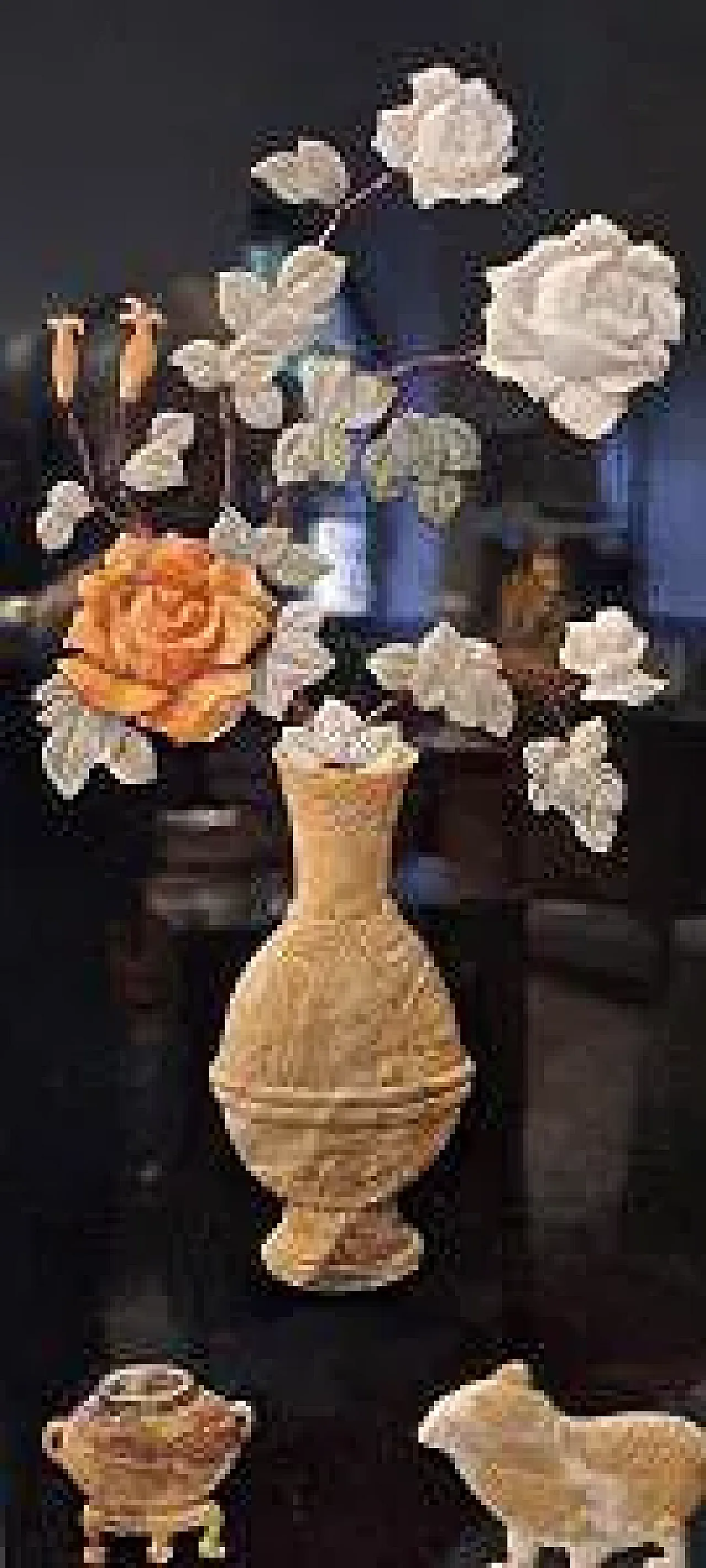 Paravento in lacca nera e intarsi in pietre dure, '900 4