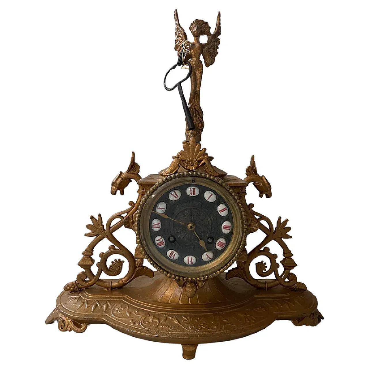 Bronze table clock with angel, 19th century 1