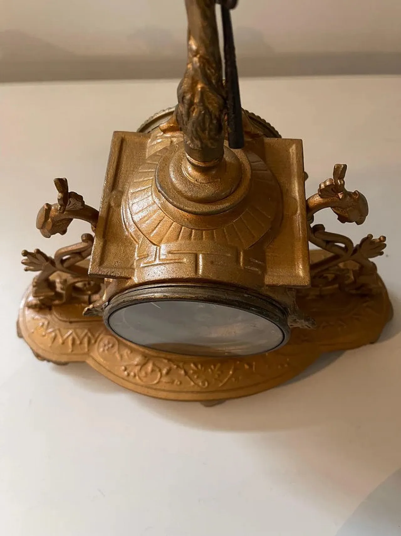 Bronze table clock with angel, 19th century 2