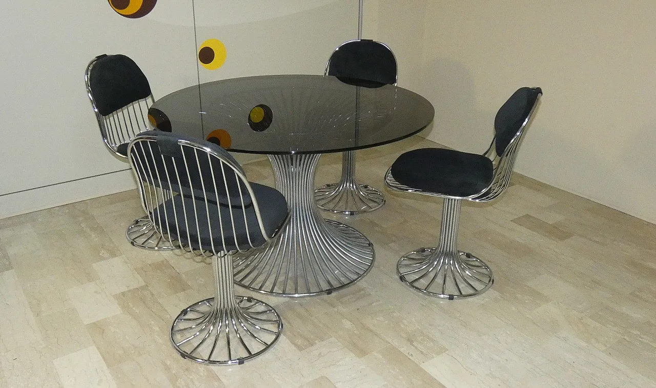 5 Sedie Margot e tavolo Tulip di Gastone Rinaldi per Rima, 1968 5
