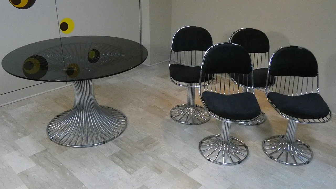 5 Sedie Margot e tavolo Tulip di Gastone Rinaldi per Rima, 1968 6