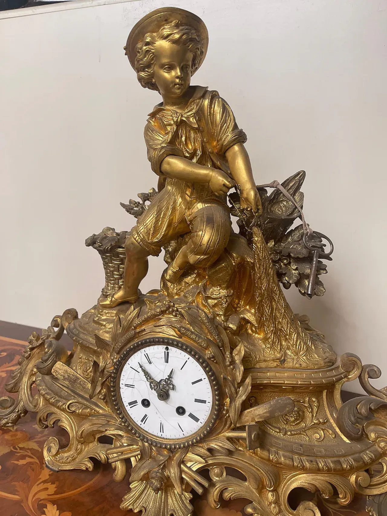 Gilt Bronze Table Clock with Figure, 19th century 7