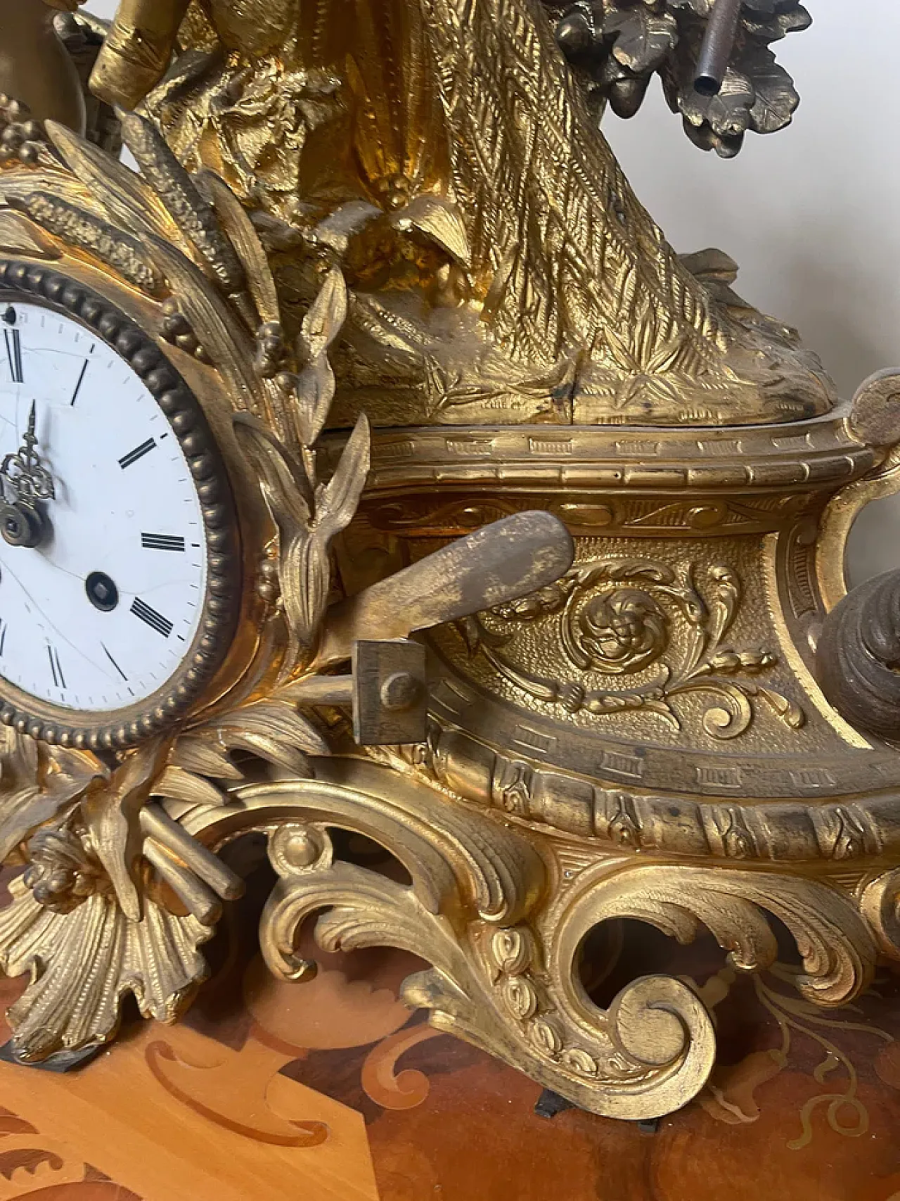 Gilt Bronze Table Clock with Figure, 19th century 8