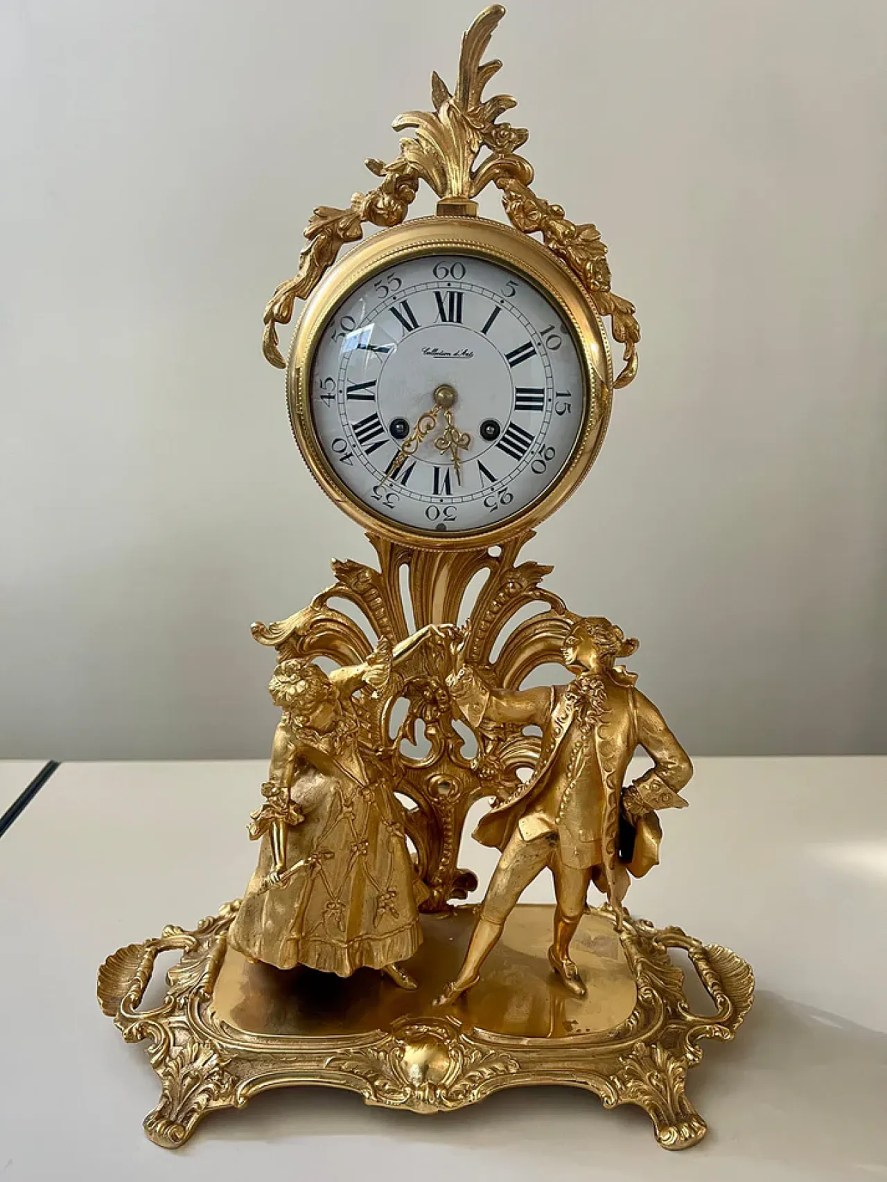 French Style Gilded Bronze Table Clock, 50s 8