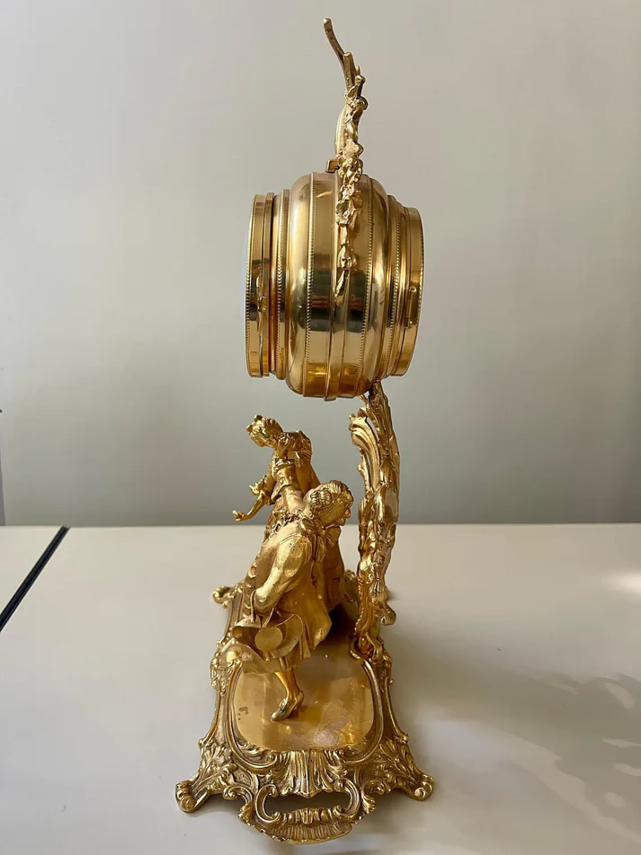 French Style Gilded Bronze Table Clock, 50s 10