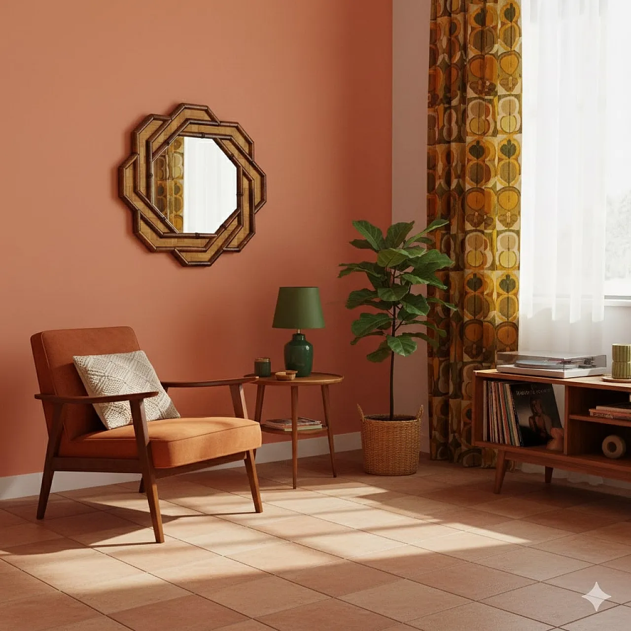 Specchio da parete in bambù, '900 2