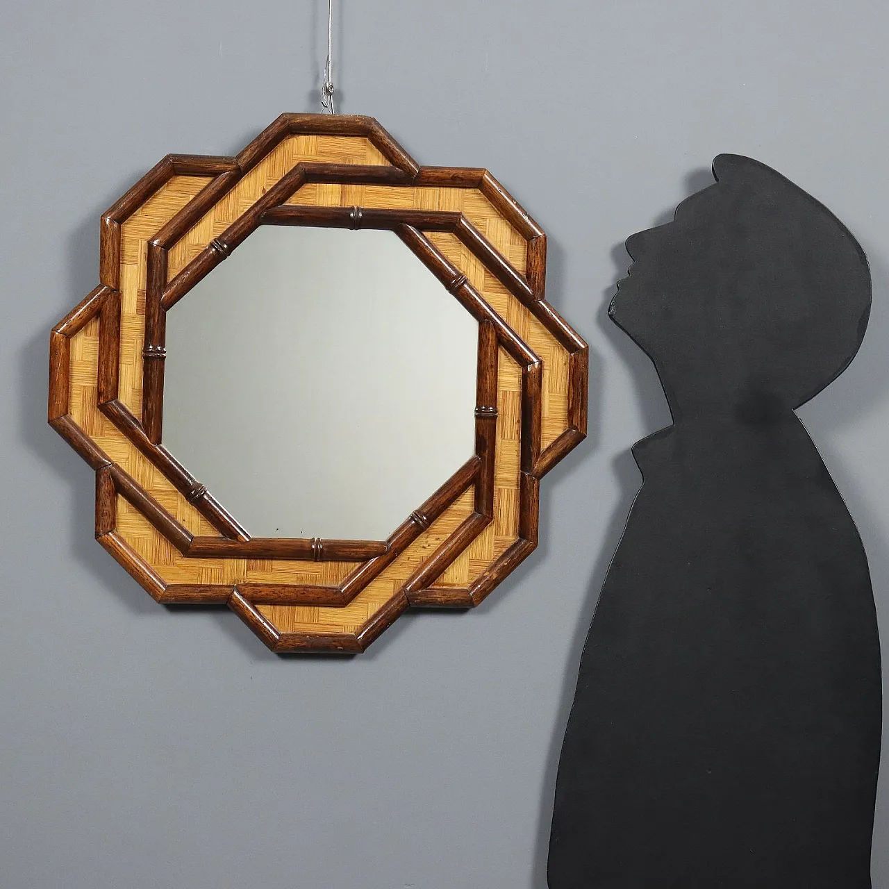 Specchio da parete in bambù, '900 3