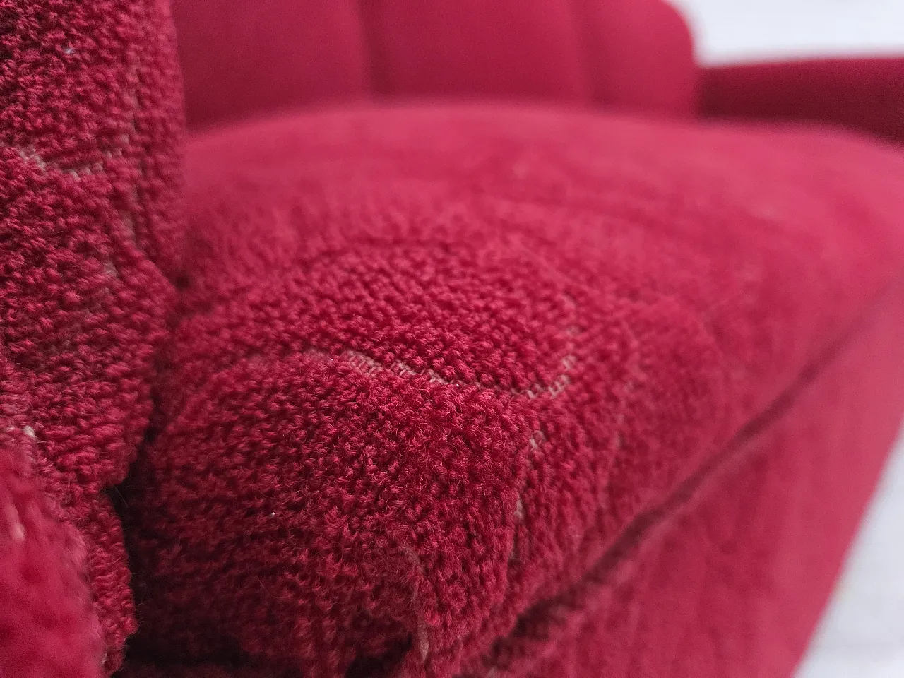 Danish 3-seater sofa, wool, carved oak wood, 1950s 6